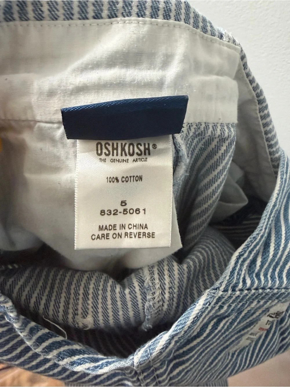 OshKosh B'gosh Vintage Y2K Hickory stripe blue and white overalls vestback EUC